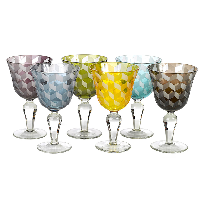 POLSPOTTEN Wine Glass Blocks Multicolour Set 6